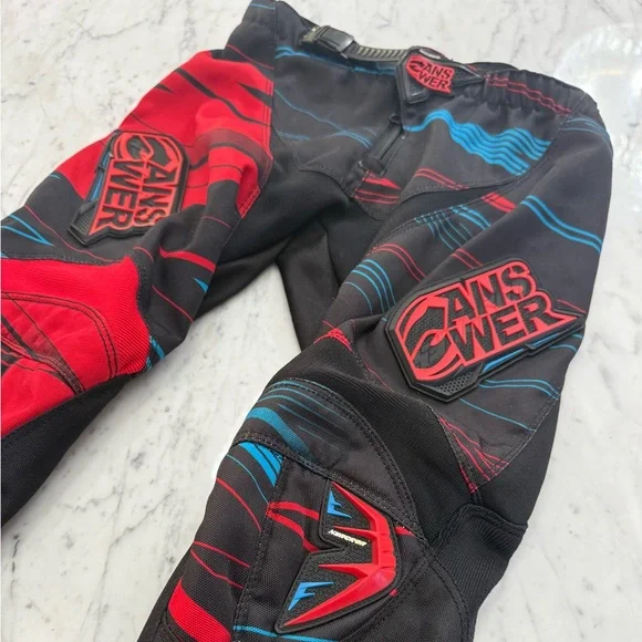 EXCELLENT Motorcycle ATV Pants Size 8-9 (Y24) Youth Boys Answer Blue Black - Picture 3 of 7